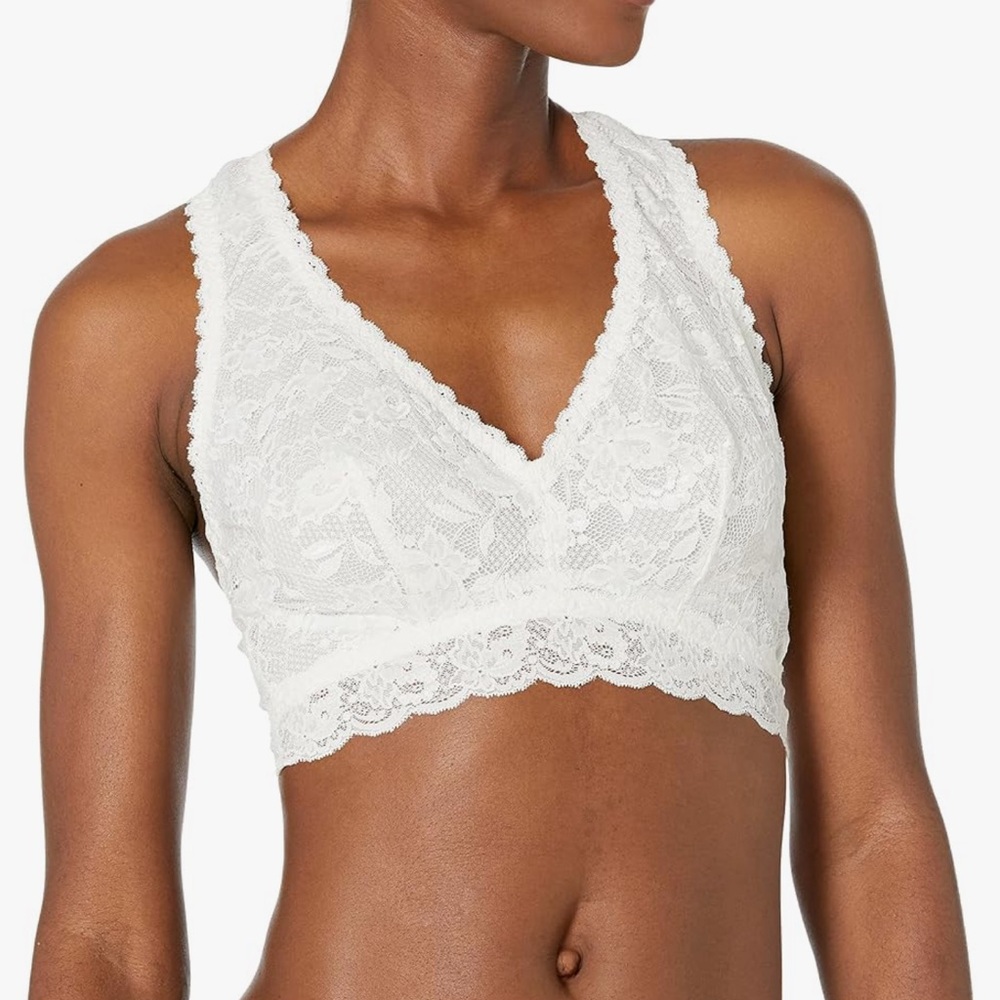 White lace Cosabella Never Say Never Curvy Racie Racerback Bralette NWOT